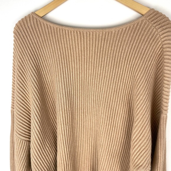 Lunya Cozy Cotton Silk Reversible Ribbed Pullover Sweater In Tranquil Tan XL New - Picture 13 of 16